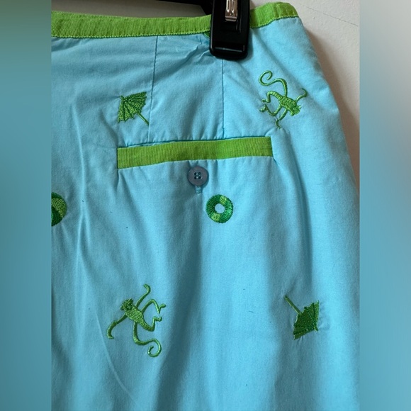 Lilly Pulitzer monkey and beach ball print blue and green summer skirt 6 - Picture 2 of 7